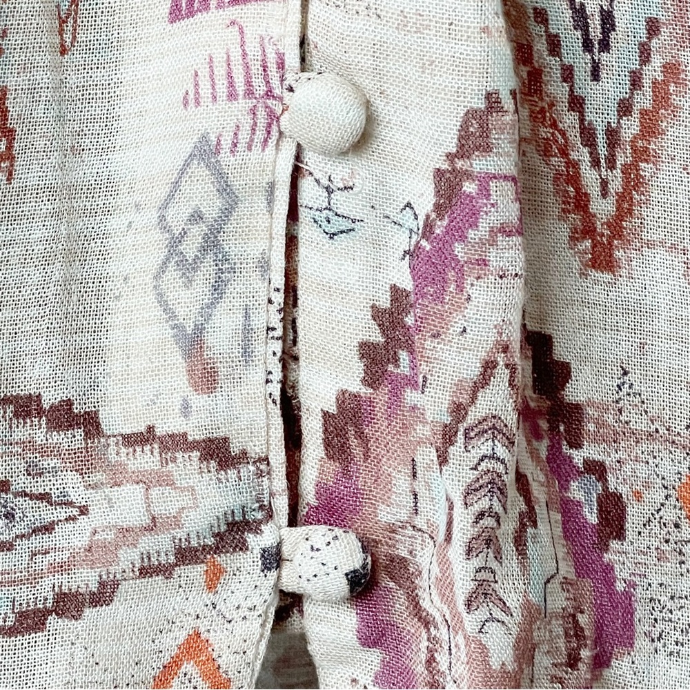 Billabong Aztec Printed Boho Button Down Tassel T… - image 3